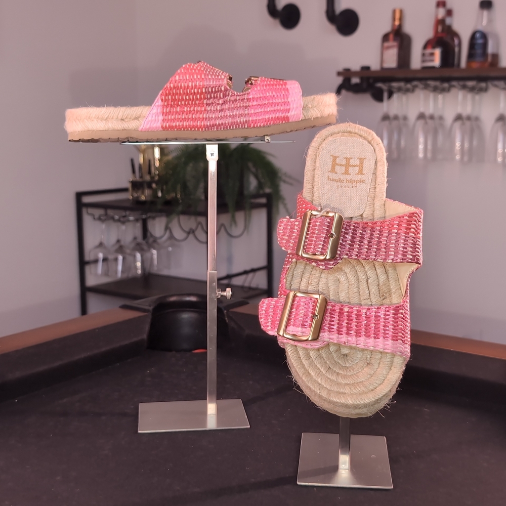 Pink and Cream Double Strap Sandals